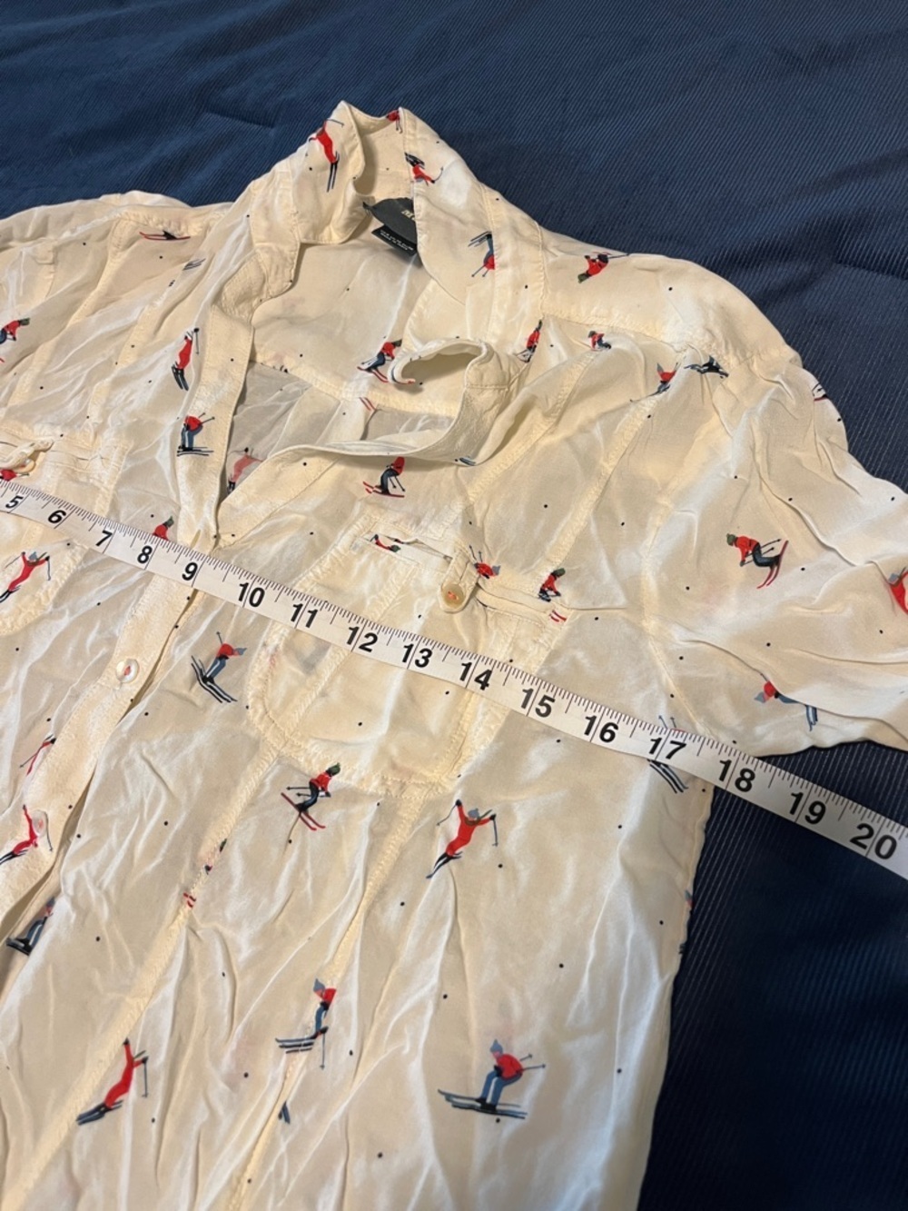 Maeve White Shirt with Red and Blue Skiers - Picture 15 of 15